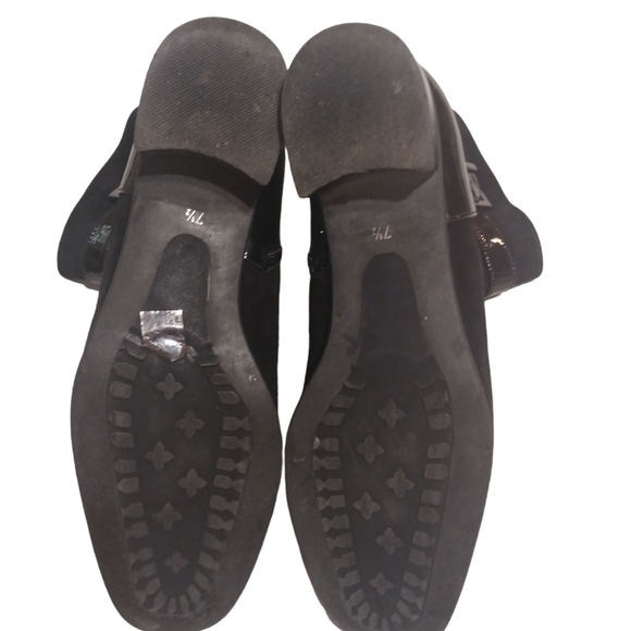 Aquatalia Black Suede and Patent Leather Boots Ankle Booties Size 7.5 - Picture 8 of 13